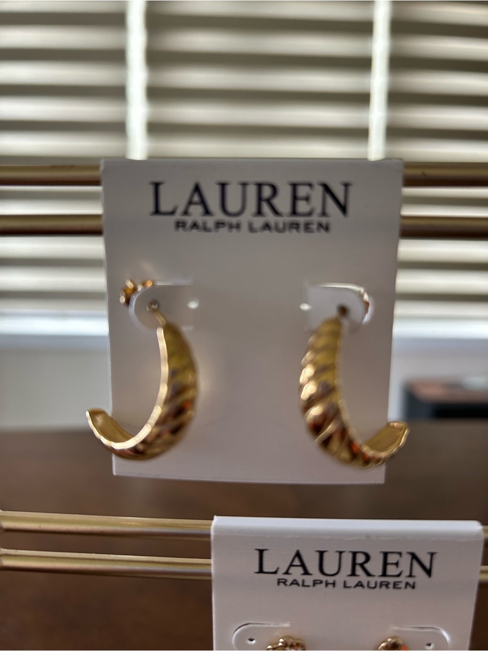 2 pair LAUREN Ralph Lauren Gold Tone Earrings - Picture 2 of 3